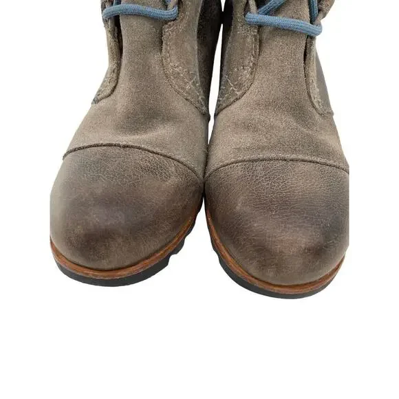 Sorel Cate the Great Size 8.5 Tall High Wedge Boots Brown Gray Waterproof - Picture 8 of 16